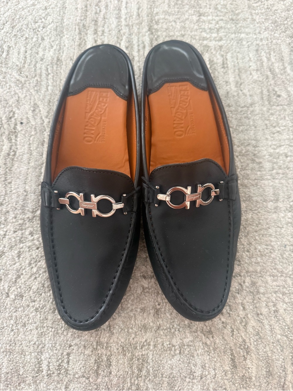 Ferragamo BRAND NEW black leather slip on loafers